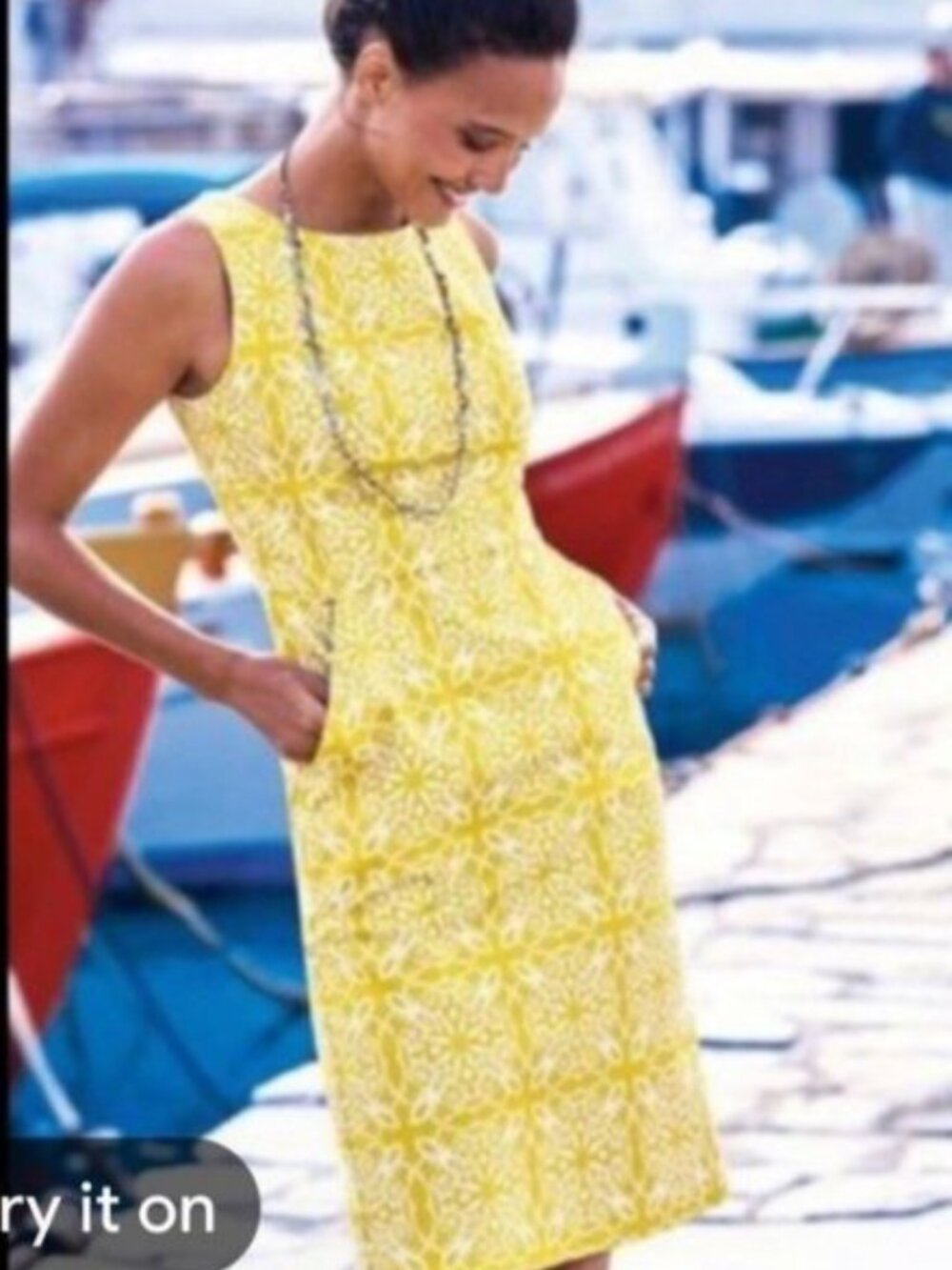 Boden Talia Mimosa Yellow Floral Block Sleeveless Pocket Sheath Dress SZ 16 Plus
